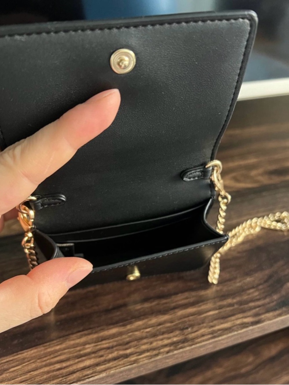 Coach Brown Monogram Wallet Crossbody with Gold Logo and Chain - Picture 3 of 3